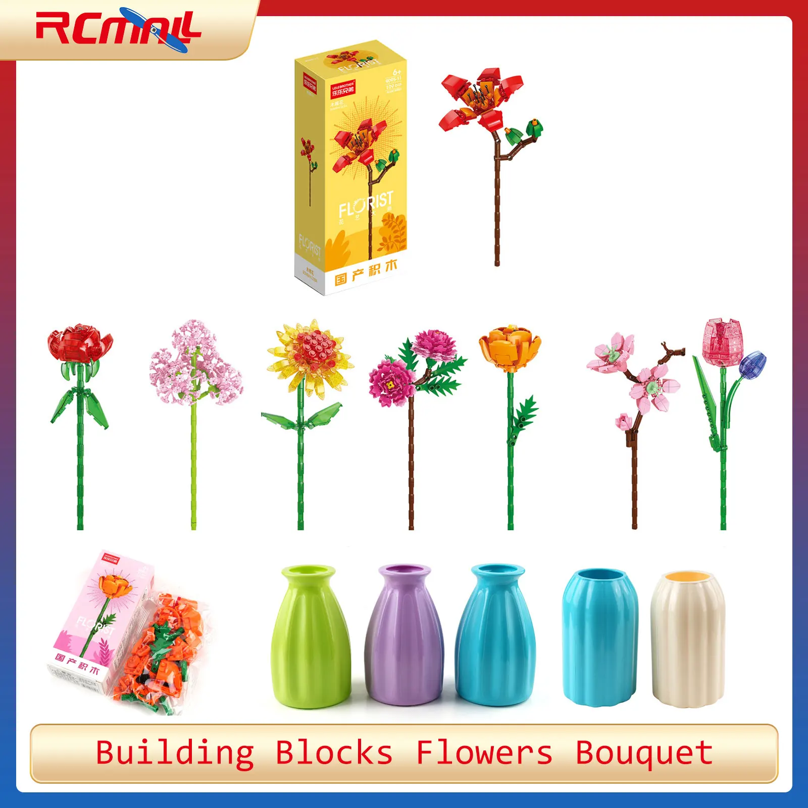 Bloques de construcción de flores, partículas pequeñas, montaje creativo de ladrillos, adornos de decoración del hogar, plantas en macetas, juguetes educativos, regalo