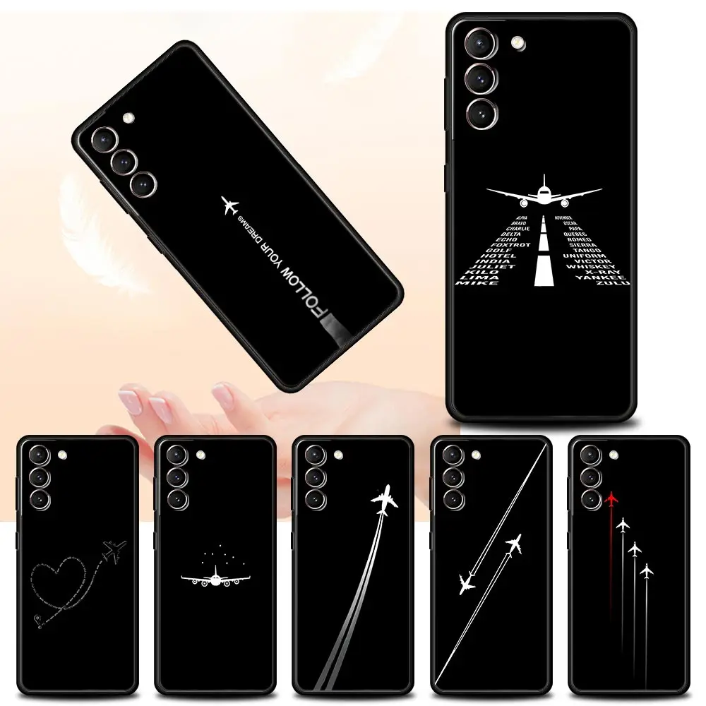 Funda de teléfono con diseño de avión Premium para Samsung Galaxy S24 S23 S22 Ultra S20 S21 FE 5G S10 S9 Plus S10E S8 S7 Edge, funda suave