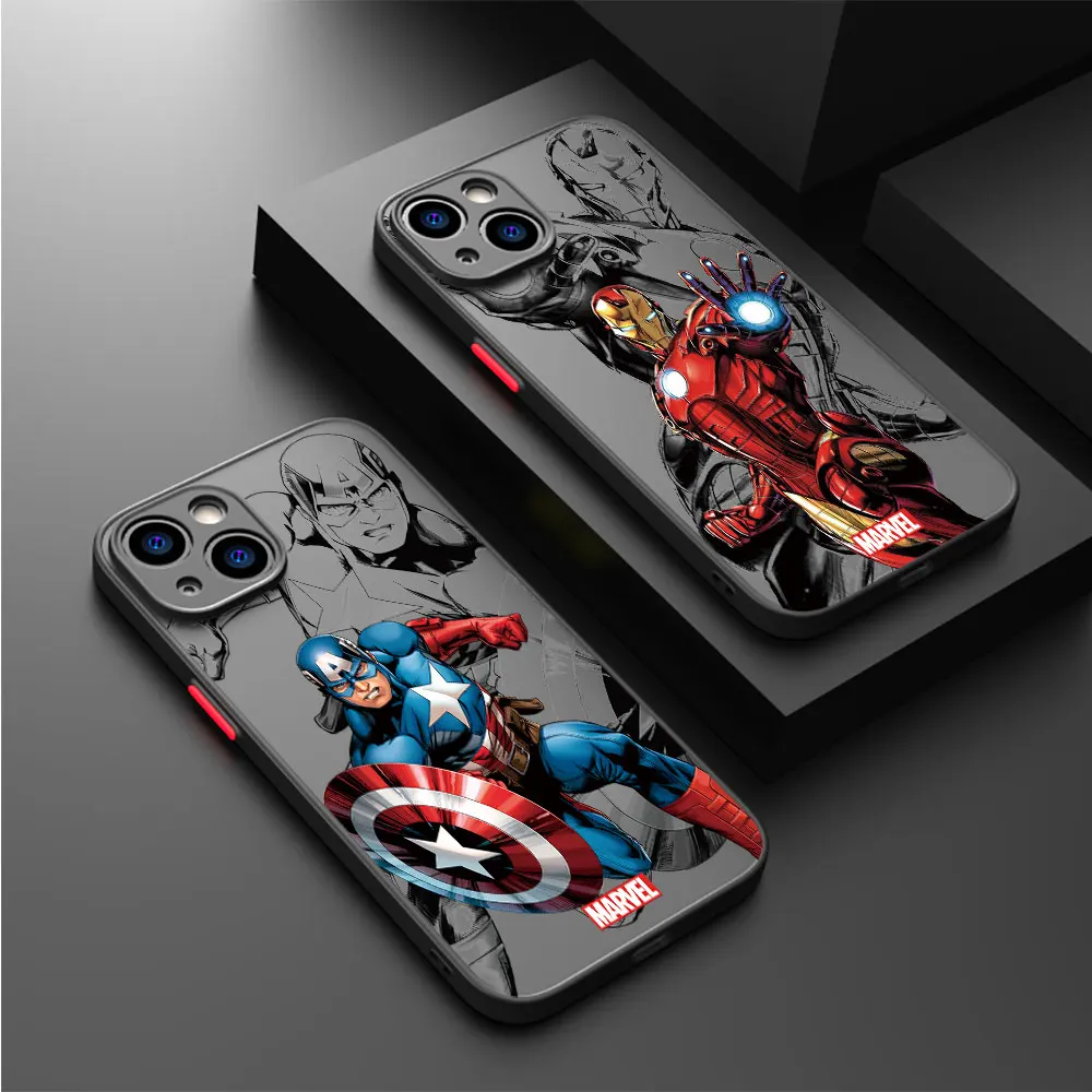 Funda transparente trasera para Apple iPhone 8 Plus SE 12 Mini 15 11 Pro XS X XR 7 6S 14 Pro Max 13 13 funda de lujo Marvel Heroes Iron Man
