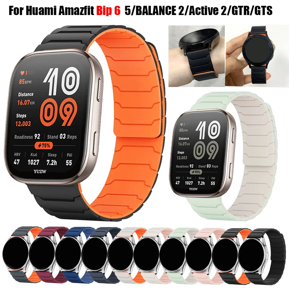 Para Amazfit Bip 6 5 Bip6 correa de reloj inteligente banda de bucle magnético de silicona para Amazfit Active 2/BALANCE/GTS/GTR 2 3 4 pulsera - imagen 2