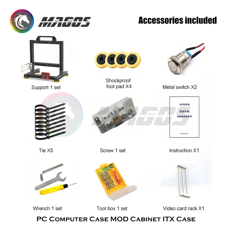 Gabinete para jugadores de PC de tipo abierto, estante personalizado ITX para escritorio, refrigeración por agua, MATX, aleación de aluminio, soporte creativo, tarjeta de vídeo Vertical - imagen 3