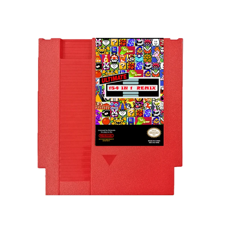 Cartucho de juego NES 154 en 1, tarjeta de videojuego Retro roja y gris de 72 pines para reproductor de cartuchos de juego de 8 bits