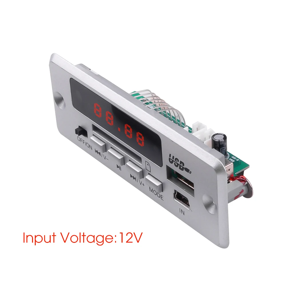 Placa decodificadora MP3 con Bluetooth 5,0, módulo de Audio de 12V, reproductor de MP3 para coche, altavoz de música para vehículos, MP3, USB, FM, tarjeta de Radio TF - imagen 3