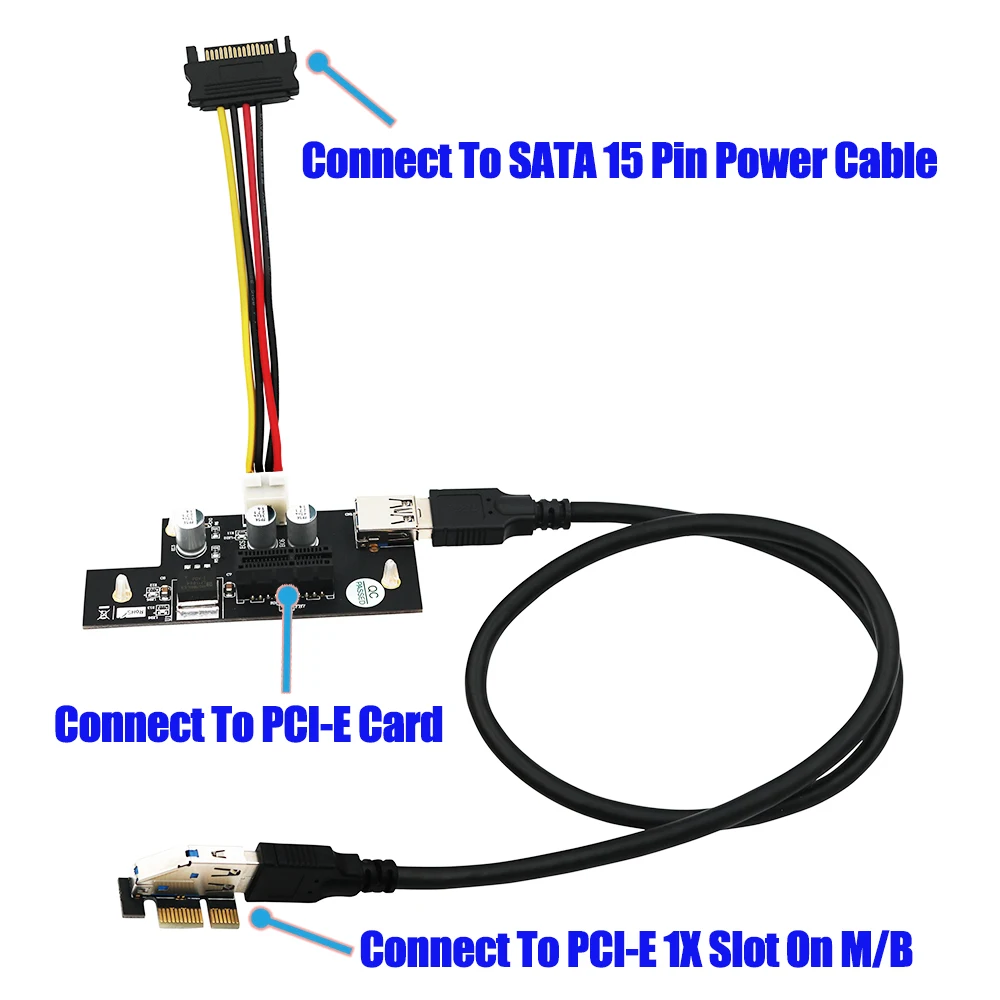 Tarjetas adicionales H1111Z, extensor PCI-E X1, PCIE Riser, USB 3,0, PCI-E Riser, PCI Express, Cable de tarjeta elevadora para tarjeta gráfica de red - imagen 3