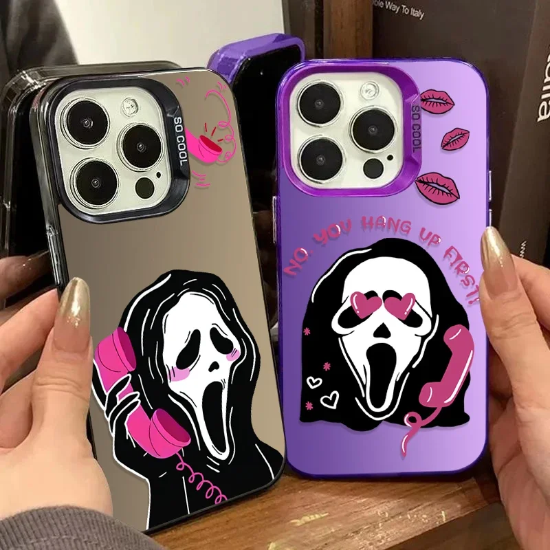 Funda de PC chapada para iPhone 17 Air 16 15 11 12 14 13 Pro Max XS X XR Plus 8 7 SE 2020 Scary Death Scream Ghost cubierta a prueba de golpes - imagen 2