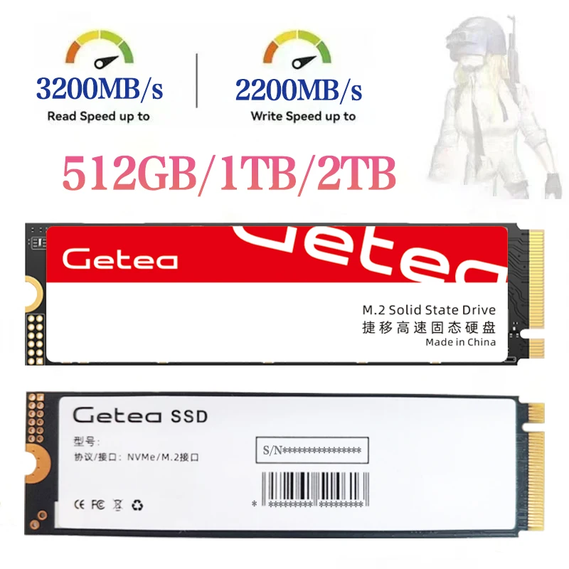 Unidad de estado sólido Getea M.2 NVMe PCIe 512GB 1TB 2TB Disco duro 2280 SSD interno para computadora portátil de escritorio