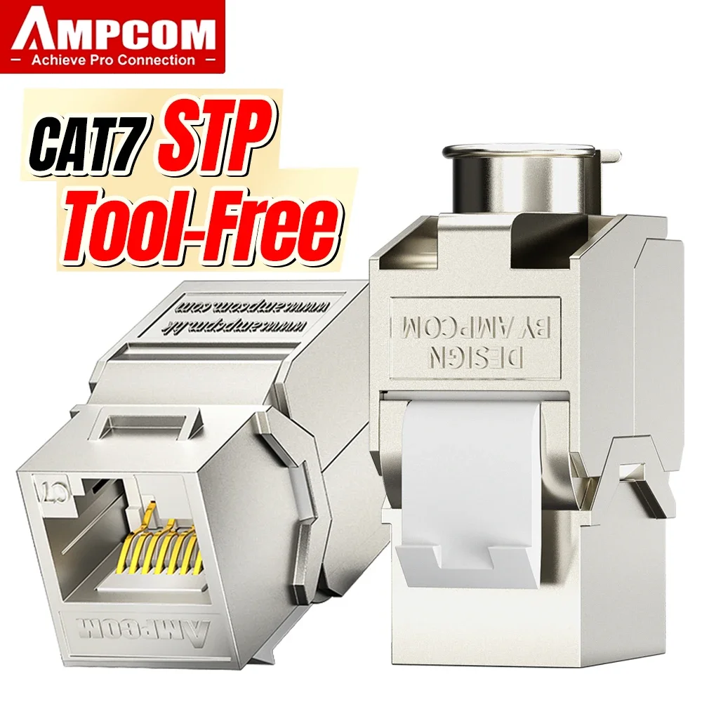 AMPCOM Keystone Jack CAT7 RJ45 STP Blindado Sin Herramienta