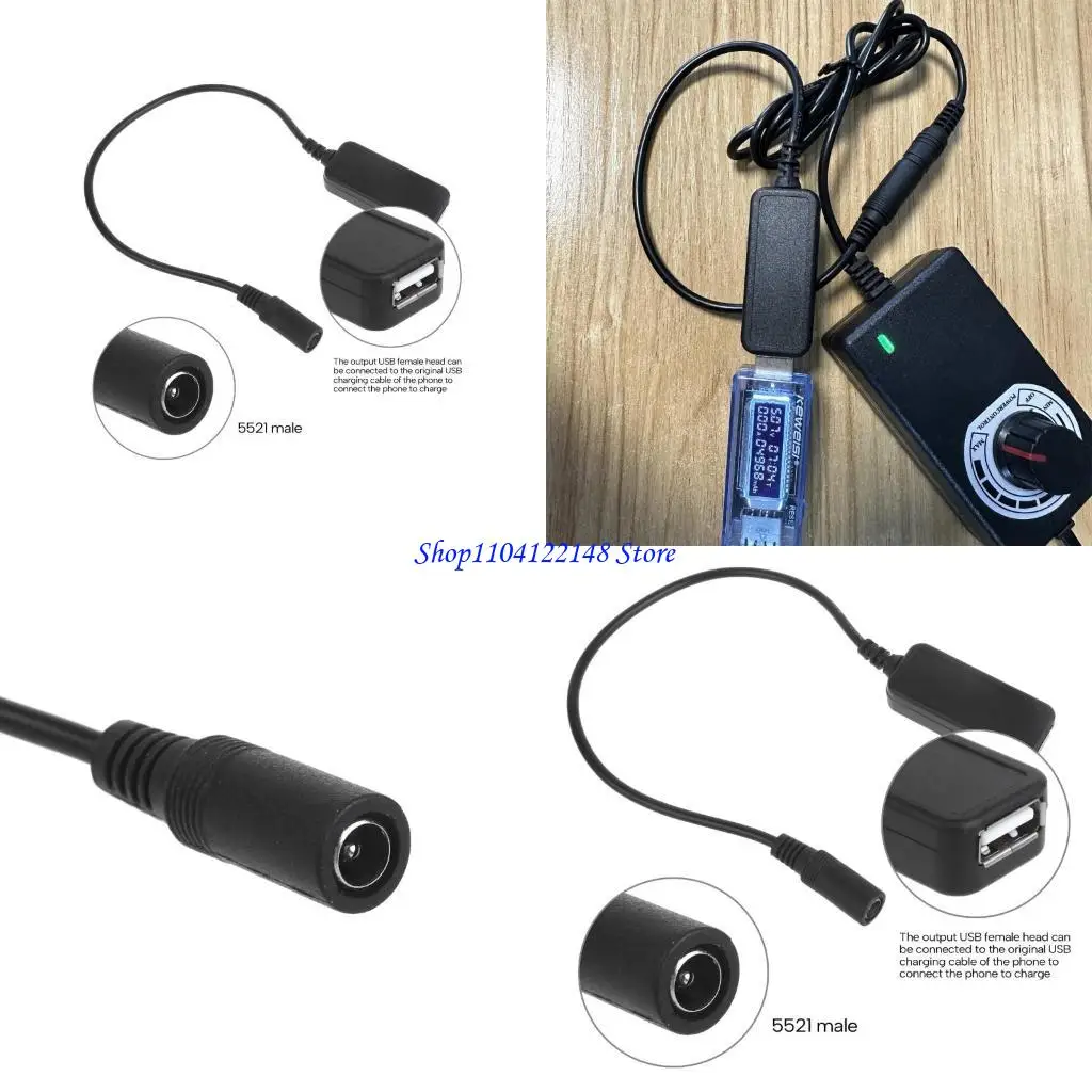 P9FA Universal 5,5x2,1 mm a conector USB Adaptador corriente con conector barril carga para carga pequeña o USB