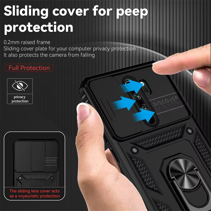 Para Redmi Note 8 9 10 Pro 9s 10s funda con soporte parachoques carcasa de teléfono armadura resistente dura para Redmi 10A 10C 9A 9C NFC 10 cubierta - imagen 4