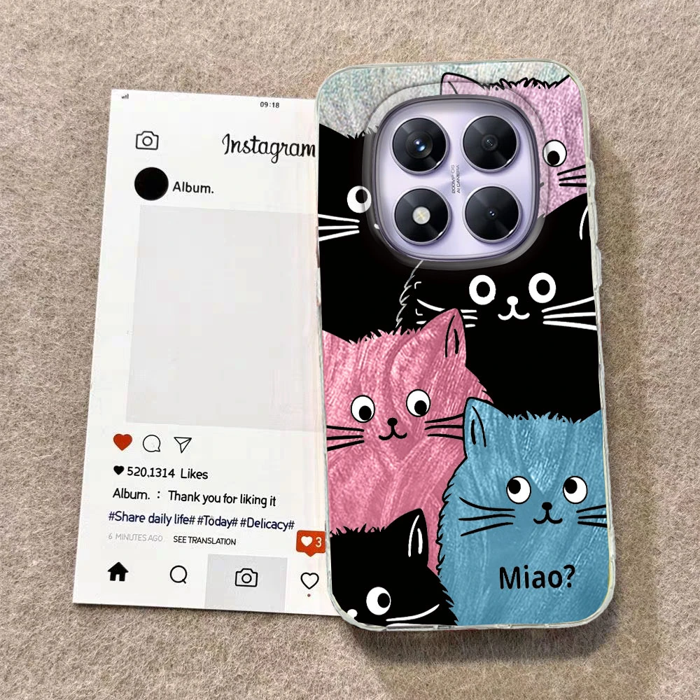 MultMultiple ones Fundas de teléfono de gato de colores degradados para Xiaomi Redmi Note 14 13 Pro 14C 13C A5 A3 14t Funda de silicona para parejas - imagen 4