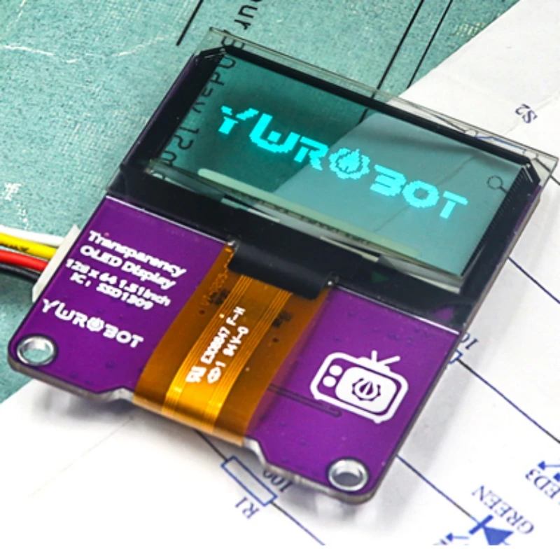 Pantalla OLED azul de 1,51 ", 128x56, 12856, I2C IIC, transparente, módulo LCD, SSD1309 para Arduino - imagen 2