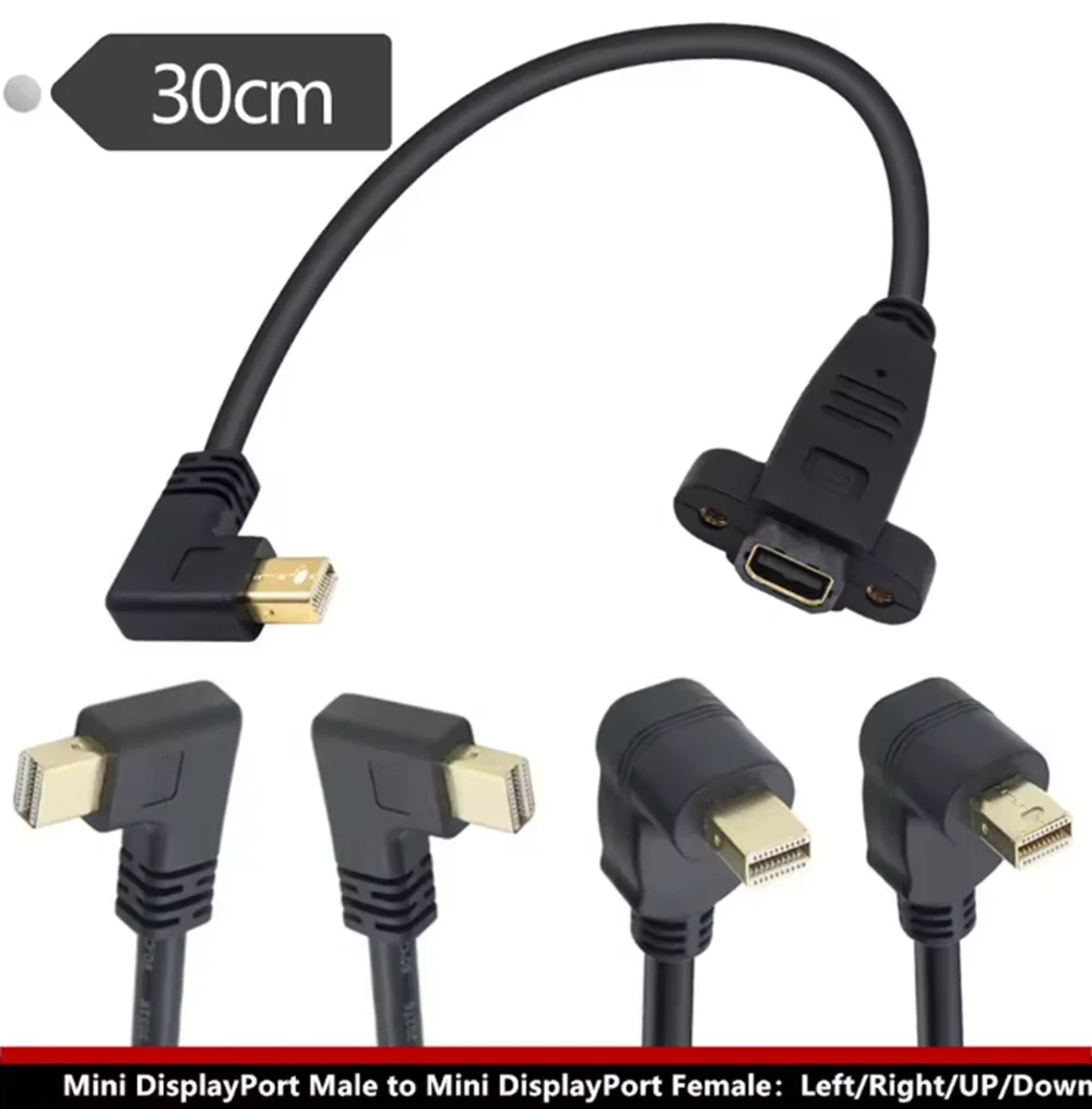 4K 0,3 m Mini DisplayPort macho a hembra 90 grados arriba, abajo, izquierda y derecha en ángulo Mini puerto de pantalla DP Cable de extensión - imagen 2