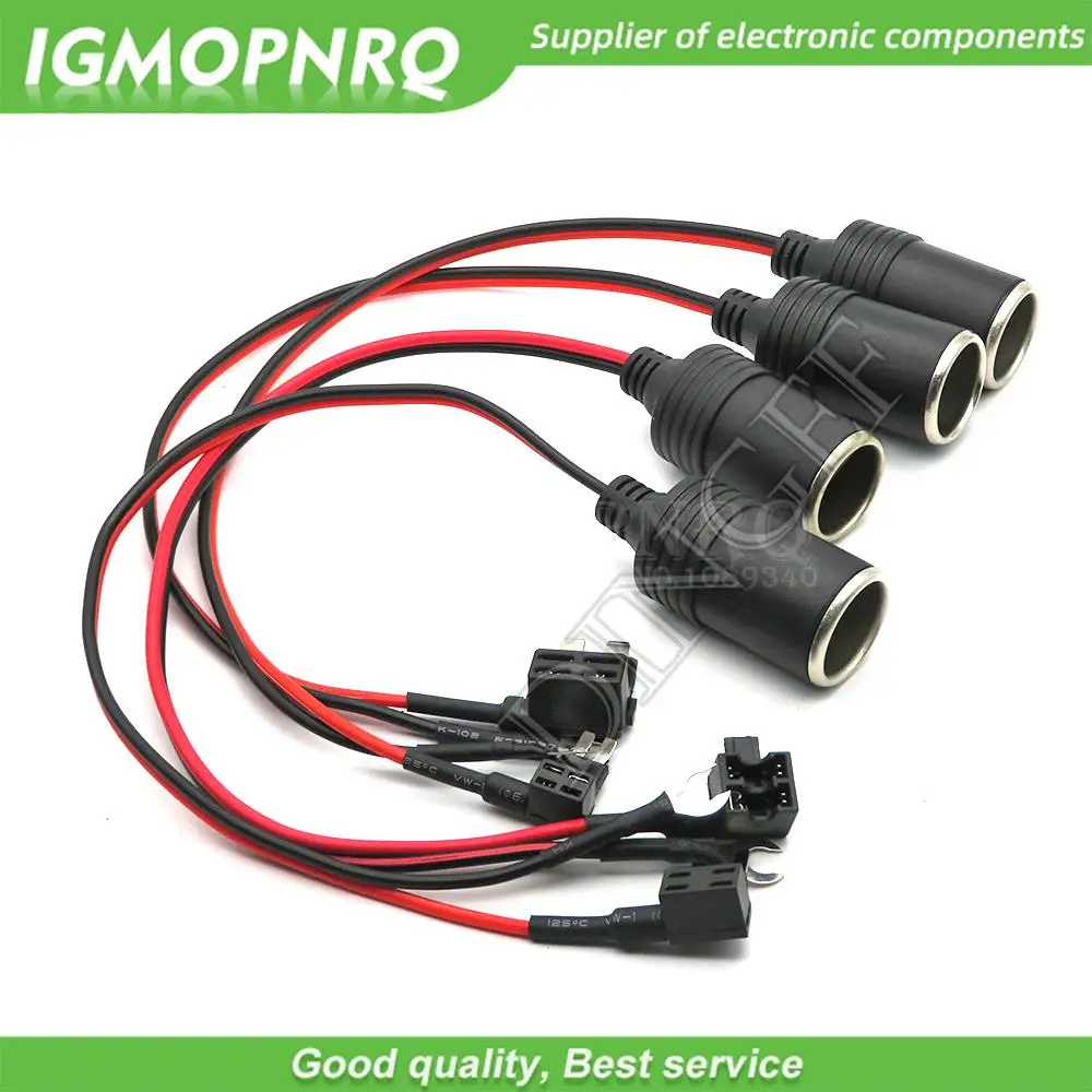 Cable de cargador de encendedor de cigarrillos de coche de cobre puro, conector de enchufe hembra, Cable adaptador con fusible de coche, 10A, 20A, 30A, 25A, 1A, 1 Juego - imagen 3