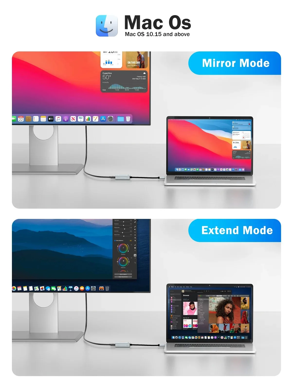 Convertidor USB 3,0 a HDMI, Cable adaptador de tarjeta de vídeo externa USB 1080P, Compatible con Windows 10/11/MacOS 10,15 PC - imagen 2