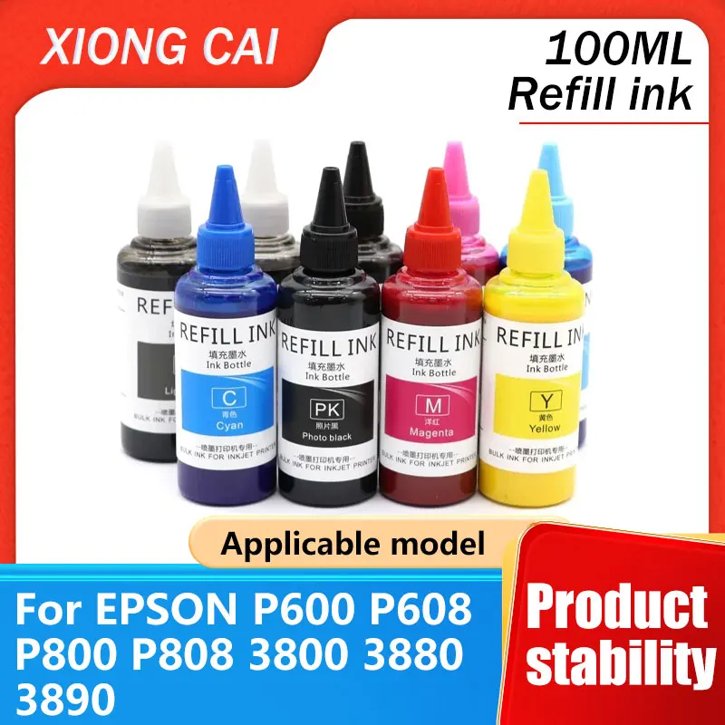 Tinta pigmentada de 100ML y 9 colores para Epson SureColor P600 P800 P808 Stylus Pro 3800 3880 7880 r3000 recarga de tinta pigmentada para impresora/1 Juego