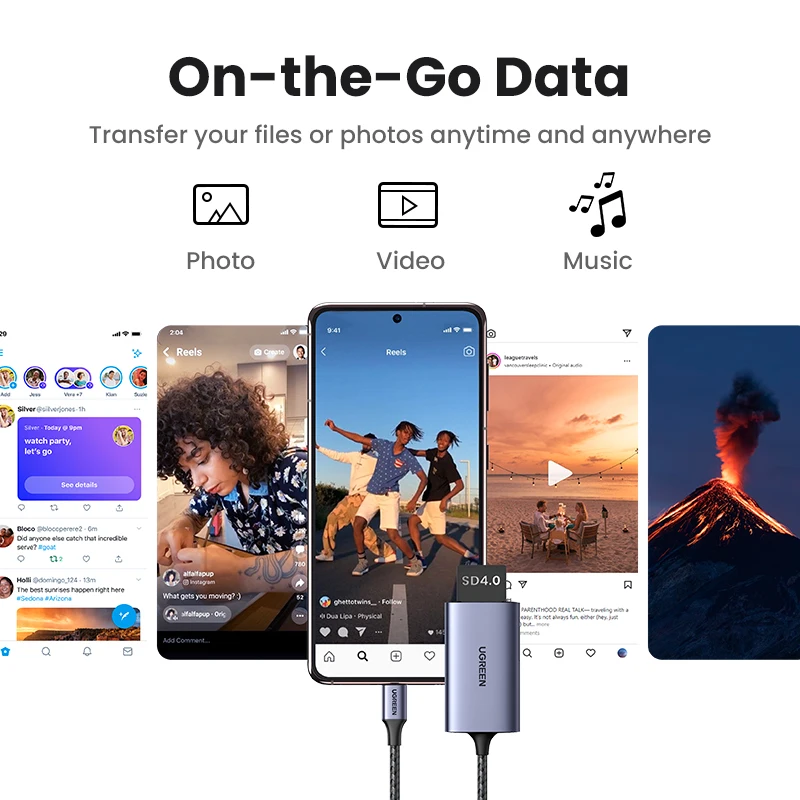 Lector de tarjetas UGREEN SD4.0 312 MB/s USB-C a SD MicroSD TF adaptador de tarjeta de memoria para teléfono portátil Macbook Windows MacOS lector de tarjetas - imagen 5