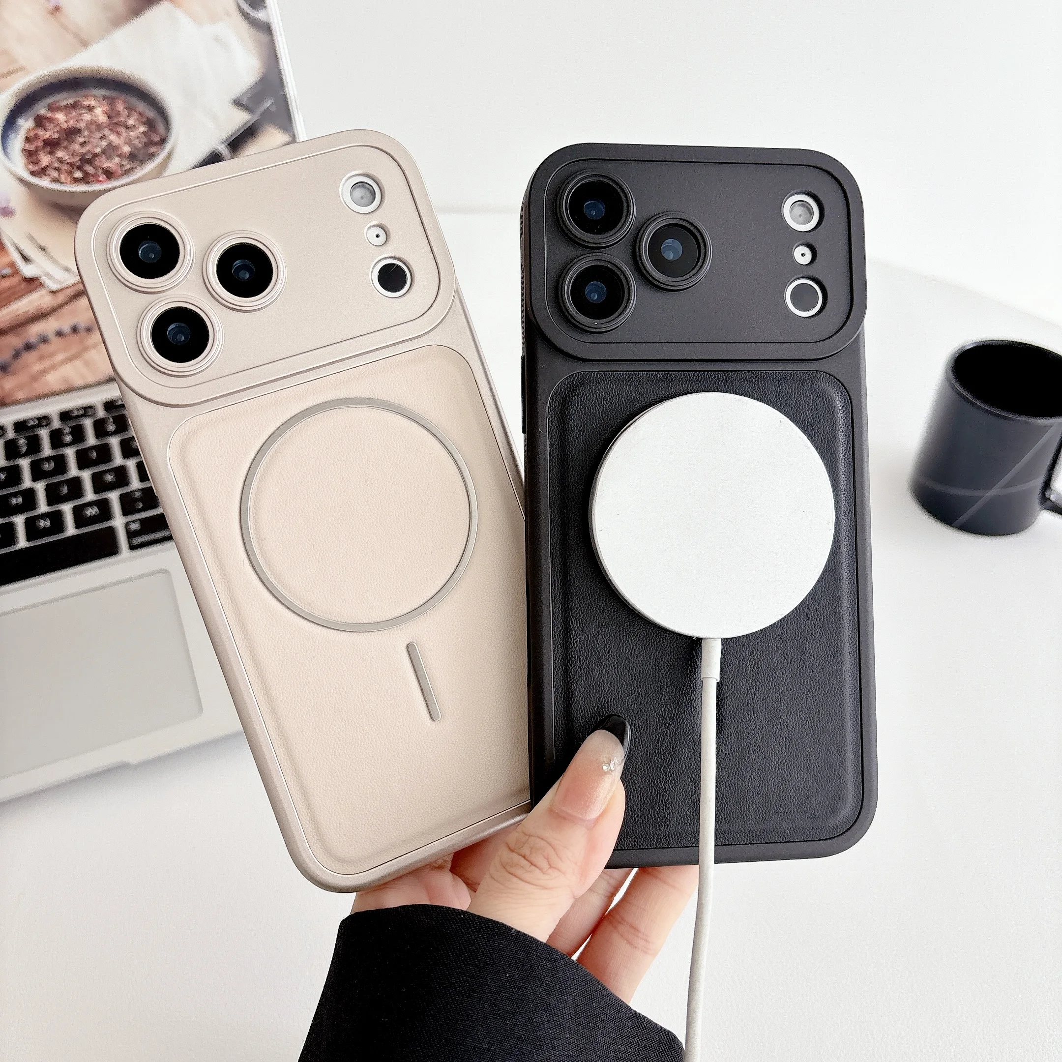 Funda transformada en la serie 17 para iPhone 17 16 15 14 13 Pro Max, funda Mag-safe magnética de cuero PU, carcasa completa para cámara - imagen 2