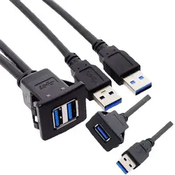 Cable de datos de carga USB de extensión de montaje empotrado de Panel impermeable de 2m 1m para salpicadero de motocicleta de barco de camión de coche