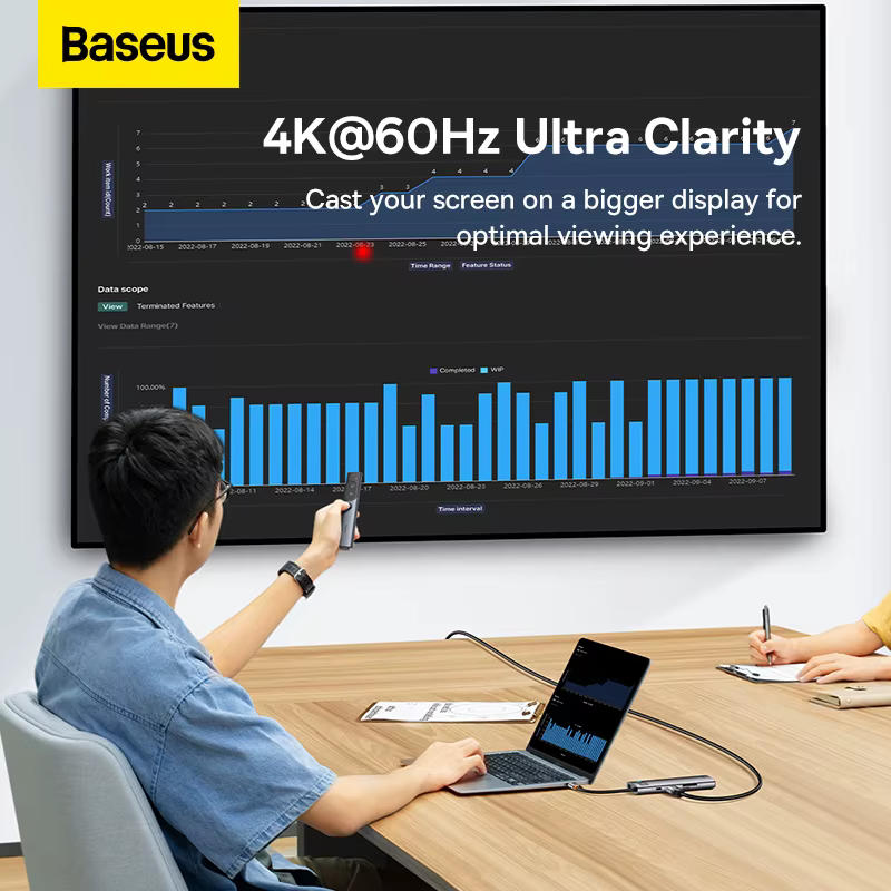 Baseus Hub USB-C HDMI SD RJ45 100W para MacBook Pro - imagen 5