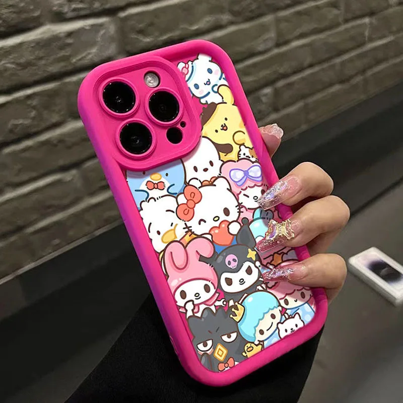 Lovely  HelloKitty TPU Case For iPhone 15 14 13 Pro Max 12 11 Pro XR XS X 7 8 Plus SE 2020 Silicone Shockproof Cover Shell