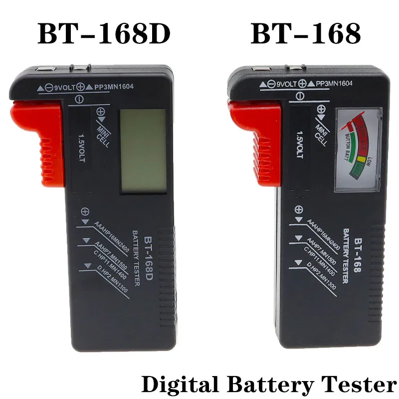 Probador de batería Digital de 1 piezas, BT-168, pantalla LCD, AA/AAA/C/D/9V/1,5 V, Detector de comprobación de capacidad de batería de pila de botón - imagen 2