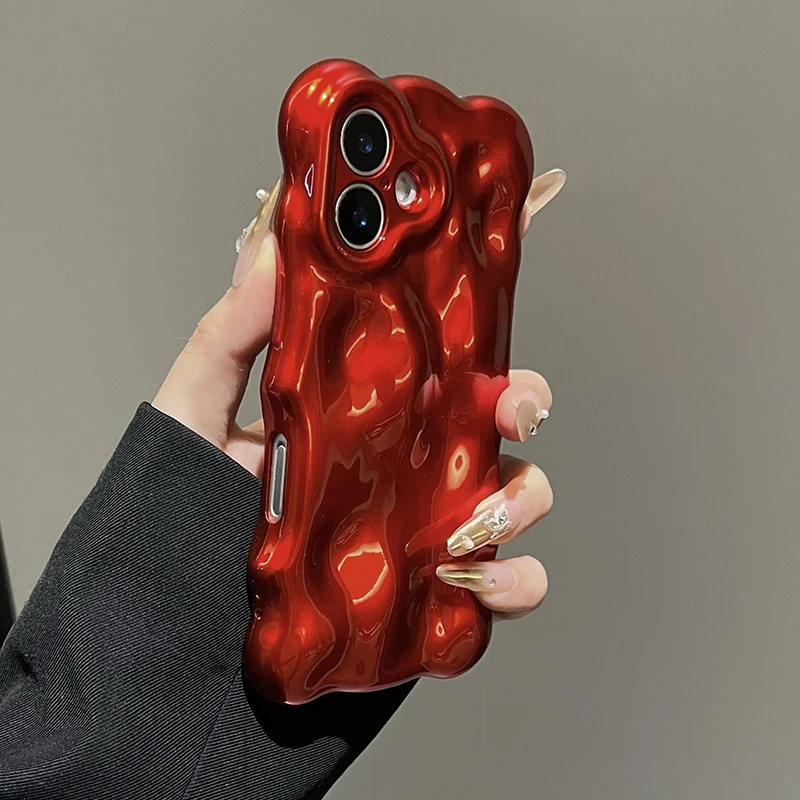Funda de teléfono de TPU con ondas de agua y ondas rojas a la moda para iPhone Air 11 12 13 14 16 17 Pro Max 15 Plus, funda trasera de silicona anticaída - imagen 4