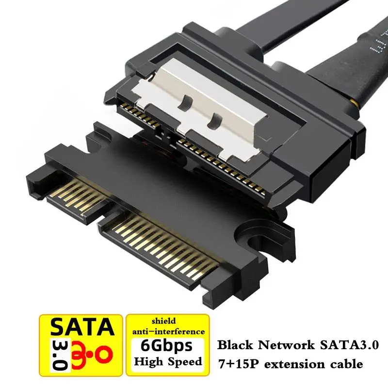 Cable de datos de alimentación de puerto serie SATA 7 + 15 pines macho a macho extensión de disco duro SATA22Pin macho a macho 10cm 30cm 50cm - imagen 5