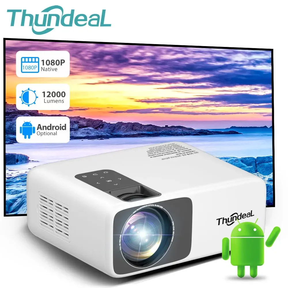 ThundeaL proyector Full HD 1080P 2K 4K vídeo LED 3D portátil, TD93Pro, Mini WiFi Android cine en casa TD93 Pro proyector portátil proyectores de cine en casa 1080p