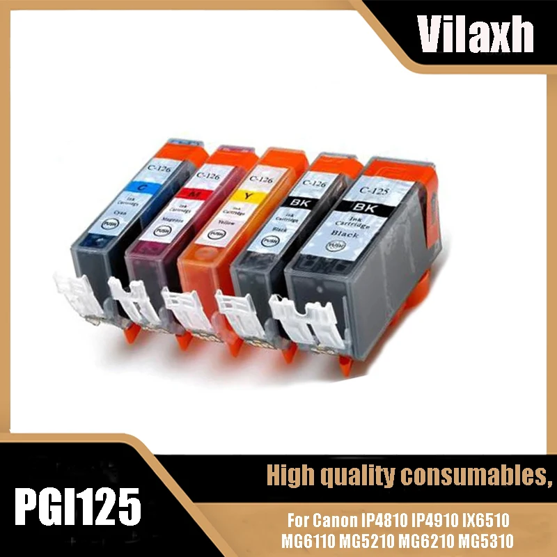 Vilaxh PGI-125 CLI-126 cartucho de tinta para Canon PGI125 CLI126 para Canon IP4810 IP4910 IX6510 MG6110 MG5210 MG6210 MG5310
