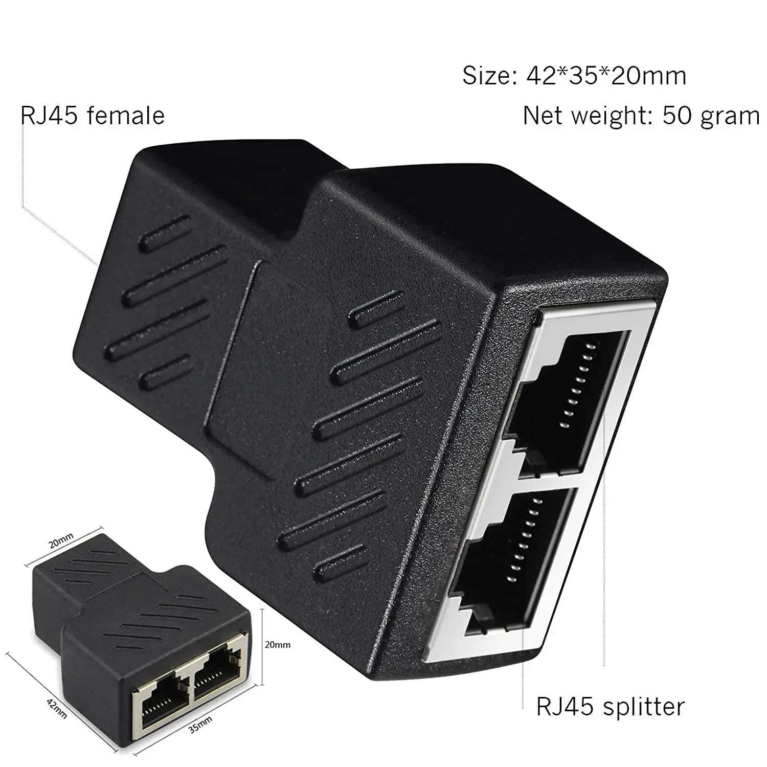 1/2 Uds 1To2 Way LAN RJ45 extensor de red divisor adaptador Ethernet para conexión de Cable de Internet 1 entrada 2 salida de alta calidad - imagen 3