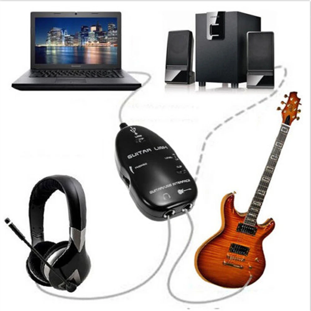 Enlace de guitarra, interfaz USB, Cable de enlace de grabación de guitarra, Cable de guitarra eléctrica, conector de Audio de ordenador, adaptador de Cable para música - imagen 4