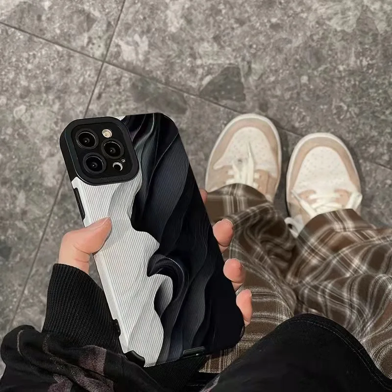 Funda de silicona con ondas plegables para Samsung Galaxy, carcasa de arte en blanco y negro, A51, A52, A50, A32, A31, A23, A53, A54, A71, A72, A73, 5G, A22, A12, A13, A14 - imagen 5