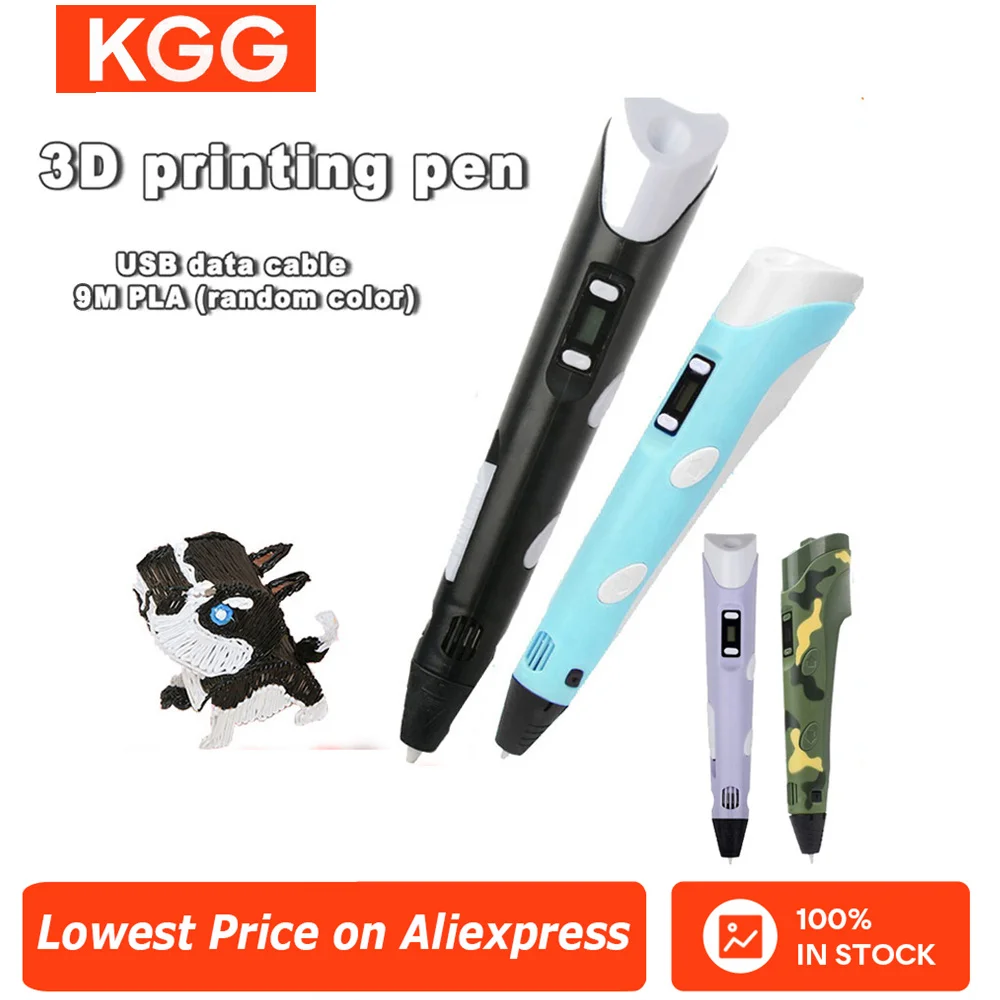 Pluma de impresión 3D DIY pintura tridimensional juguetes para niños camuflaje divertido con pantalla LCD Compatible con juguetes de filamento PLA regalo