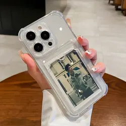 iPhone Funda Billetera Transparente Antigolpes con Ranura Tarjetas