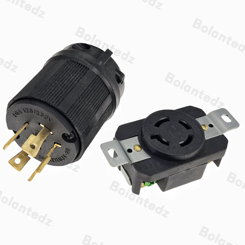 Negro UL 20A 250V NEMA L14-20P L14-20R US receptáculo bloqueado enchufe industrial Panel enchufe América 4 polos conector con cable - imagen 2
