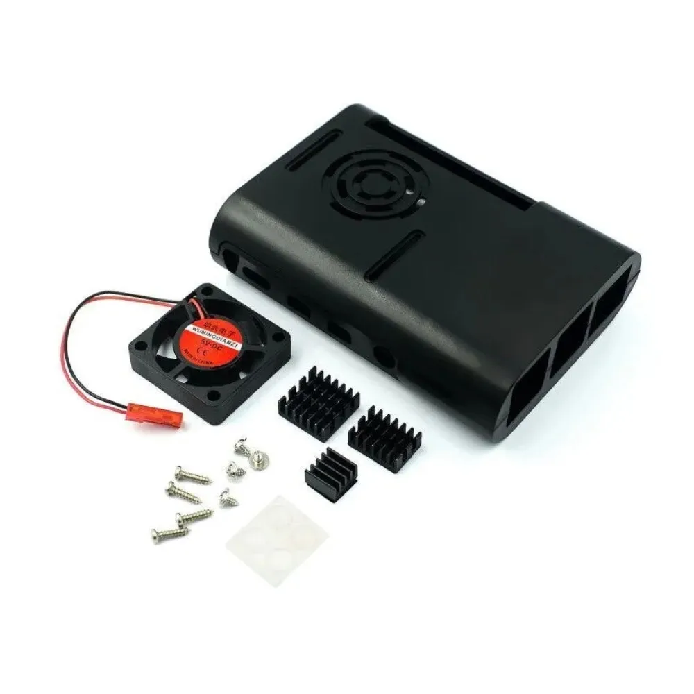 Para Raspberry Pi 4B ABS caja moldeada por inyección con ventilador de disipación de calor blanco y negro - imagen 3