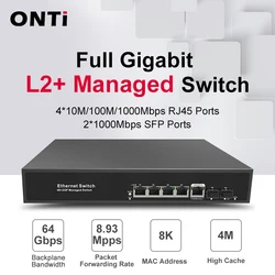 Conmutador administrado ONTi-L2+ con ranuras SFP y RJ45 Gigabit