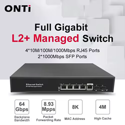 Conmutador administrado ONTi-L2+ con ranuras SFP y RJ45 Gigabit