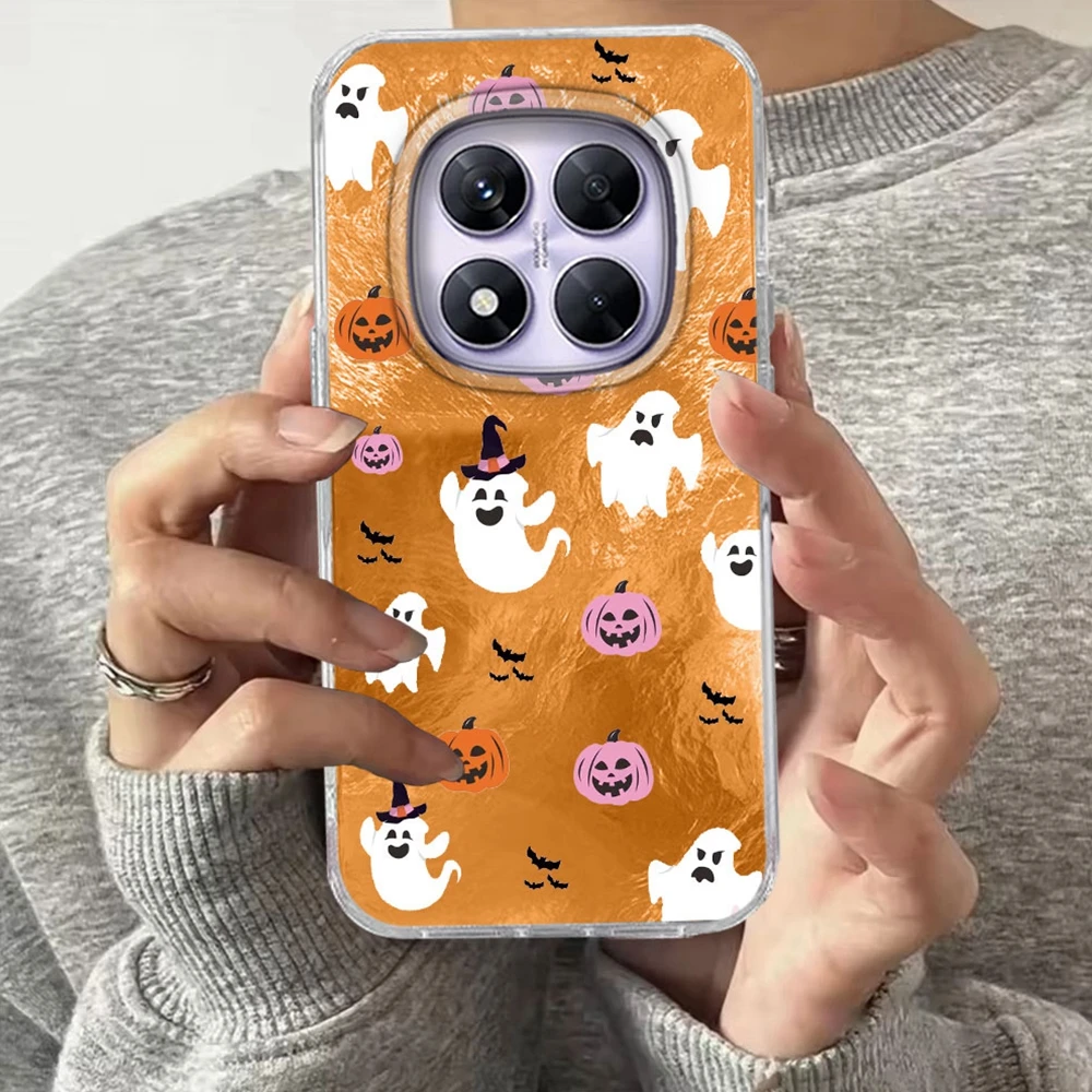 Funda de teléfono con elementos de Halloween de calabaza fantasma para Xiaomi Redmi Note 15 14 13 12 11 11S 10 10S 9 Pro 9A 13C 14C A3 A3X 9C A1