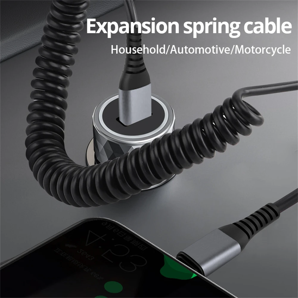 NNBILI Cable de carga rápida telescópico de 66W, cargador USB 6A, Cable tipo C, Cable de resorte de carga rápida para Huawei, Xiaomi, Samsung - imagen 2