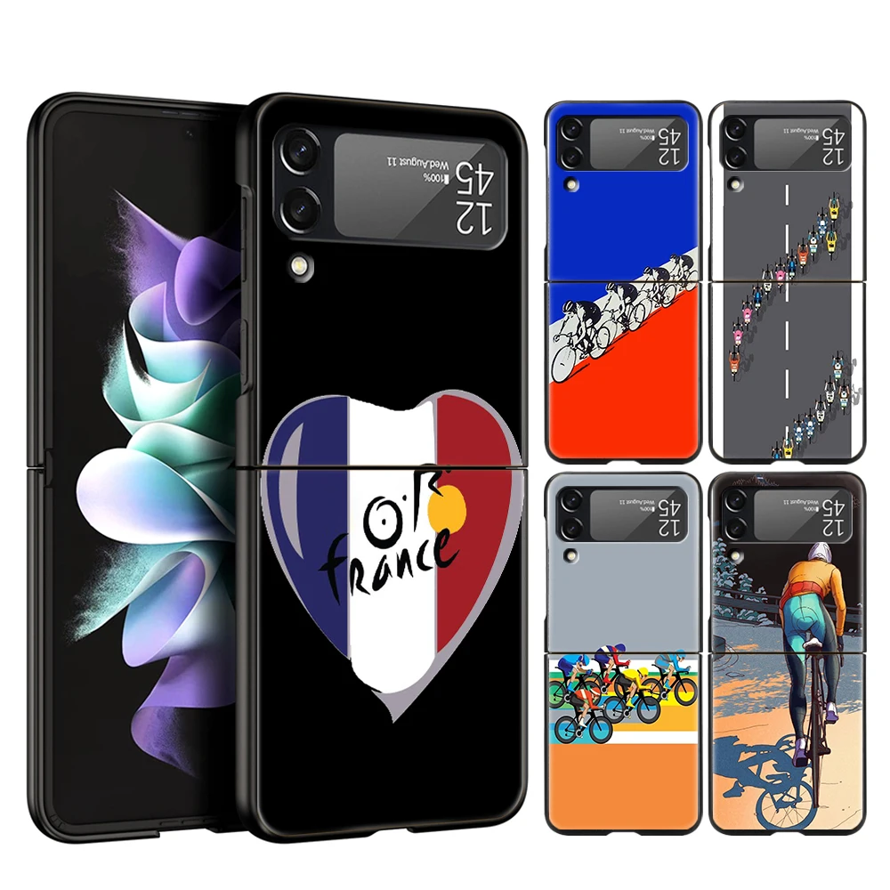 Funda de teléfono para ejercicio de bicicleta francesa, para Samsung Galaxy Z Flip 3 4 5 6 7, PC plegable duro para Samsung Z Flip3 Flip4 Flip5