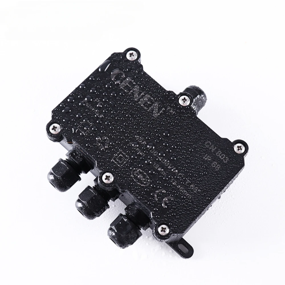 Caja de conexiones externas IP68, Conector de Cable Coaxial de línea de enchufe de 4 vías, rango de Cable de 3-12mm, funda de Cable de alimentación eléctrica externa para exteriores - imagen 2