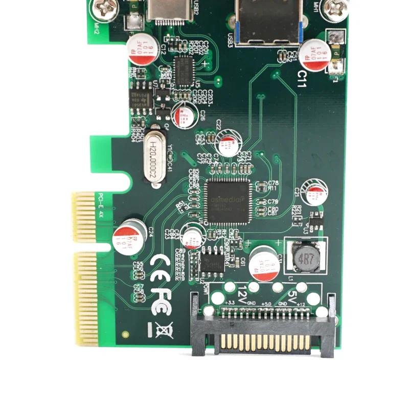 PC de escritorio PCI Express Pcie x4 a USB3.1 tipo A + tarjeta controladora de Host tipo C pcie 4x a usb 3,1 adaptador tipo A SuperSpeed 10Gbps - imagen 3