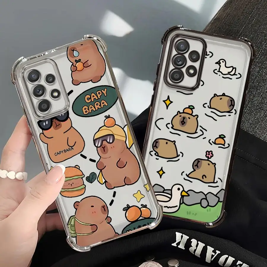 Funda transparente divertida de capibara para Samsung Galaxy A24 A26 A21s A13 A33 A25 A16 A52 A17 A35 A36 A15