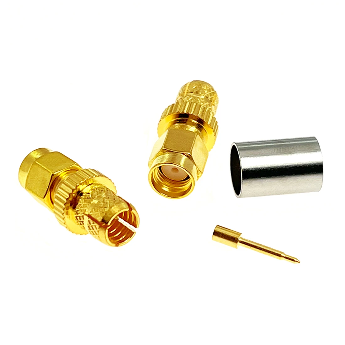 1 unidad nuevo conector macho SMA conector coaxial RF engarzado para Cable LMR300 recto chapado en oro adaptador al por mayor Terminal de Cable - imagen 2