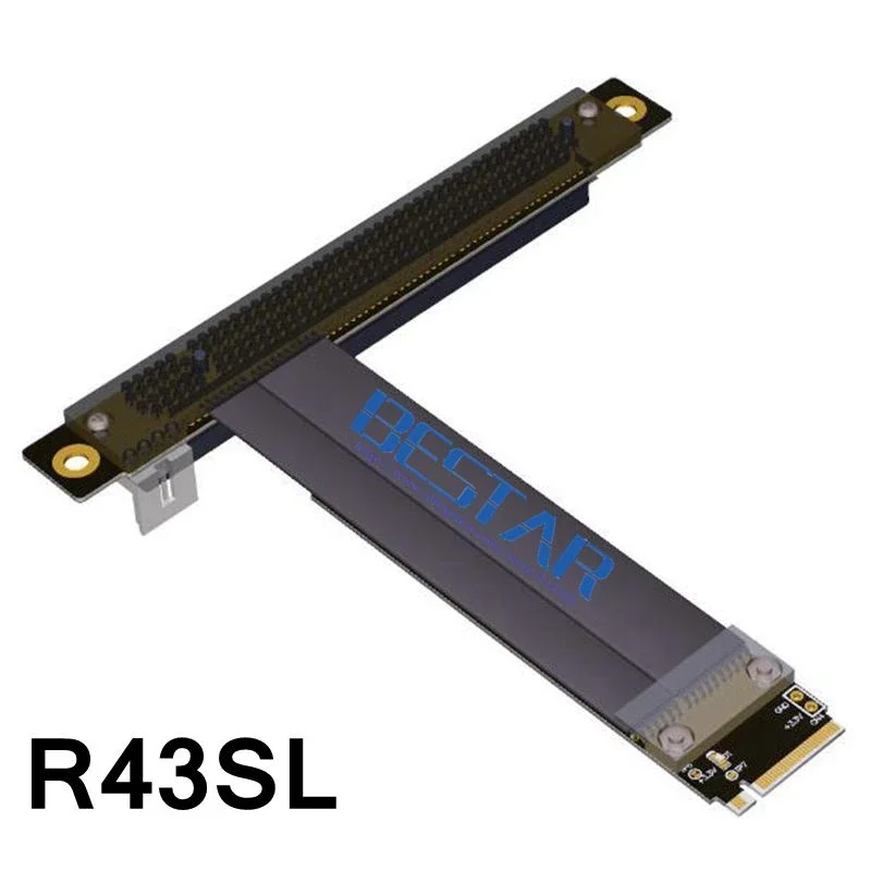 Riser PCI-E 16x M.2 M Key \ NVMe KeyM Cable de cinta de tarjeta vertical PCI-Express PCIe X16 Cables de extensión 32G/bps para GTX1080ti RX580 - imagen 2