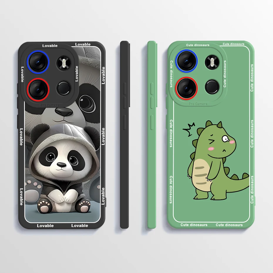 Funda de silicona líquida para Infinix Smar 7, carcasa bonita de dinosaurio a prueba de golpes, TPU, para Infinix Smart7 Plus, X6517, X6515, parachoques