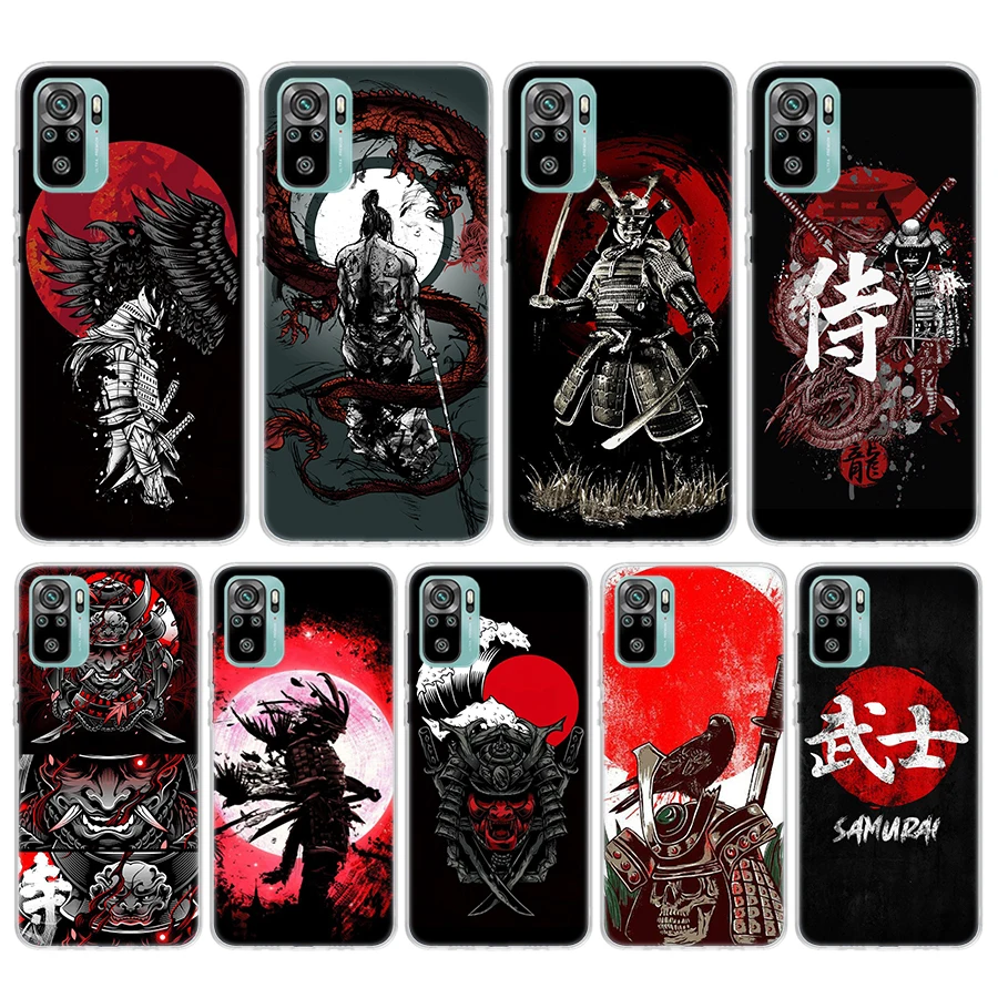 Funda de teléfono de silicona fresca samurái estética para Xiaomi Redmi Note 14 13 12 12S 11 Pro Plus 11S 10 10S 11T 11E 4G 5G funda suave roja