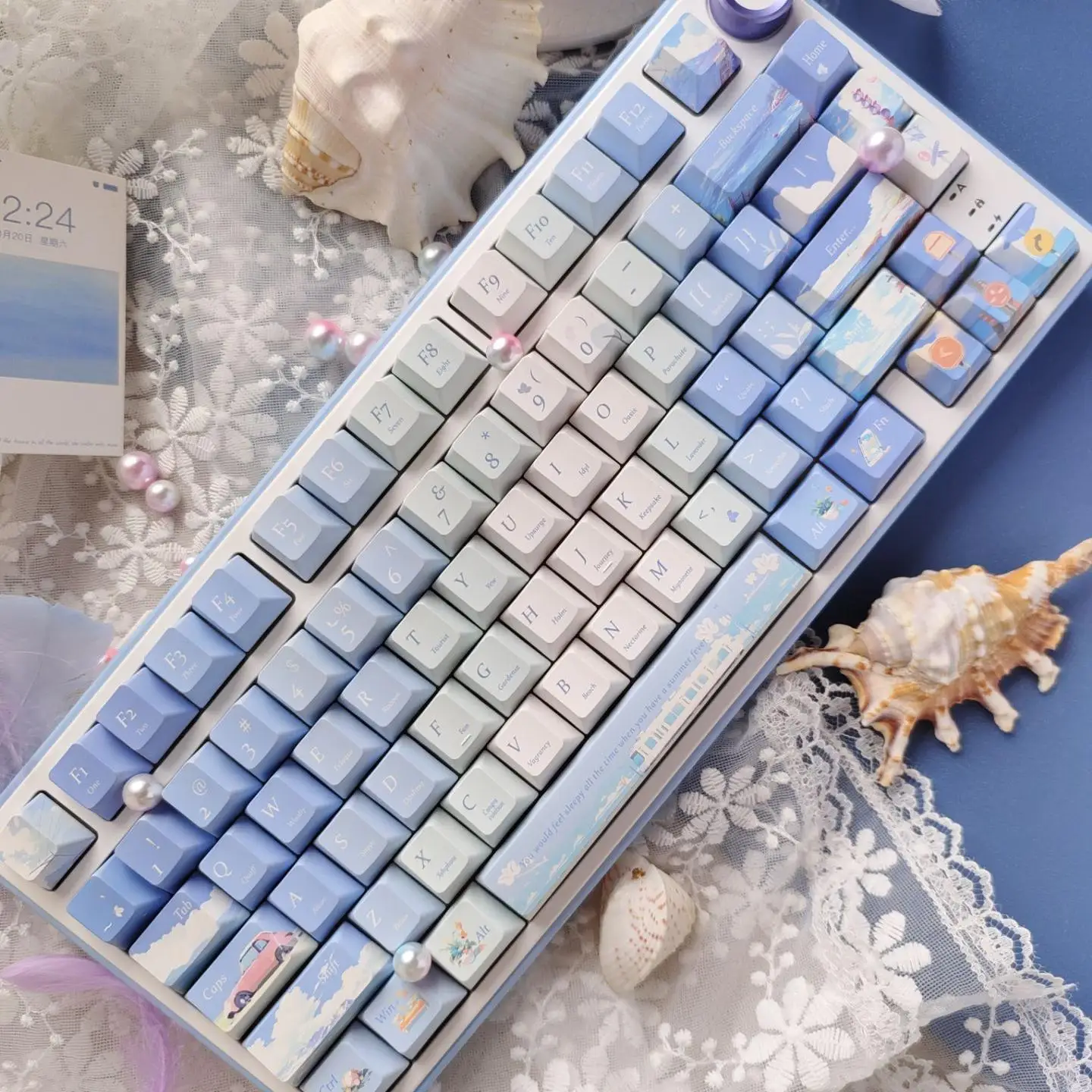 Teclas PBT Xia Liang, teclas de perfil QX3, regalo personalizado, 120 teclas, tapa azul, tapa de teclado mecánico Dye-Sub, interruptor MX