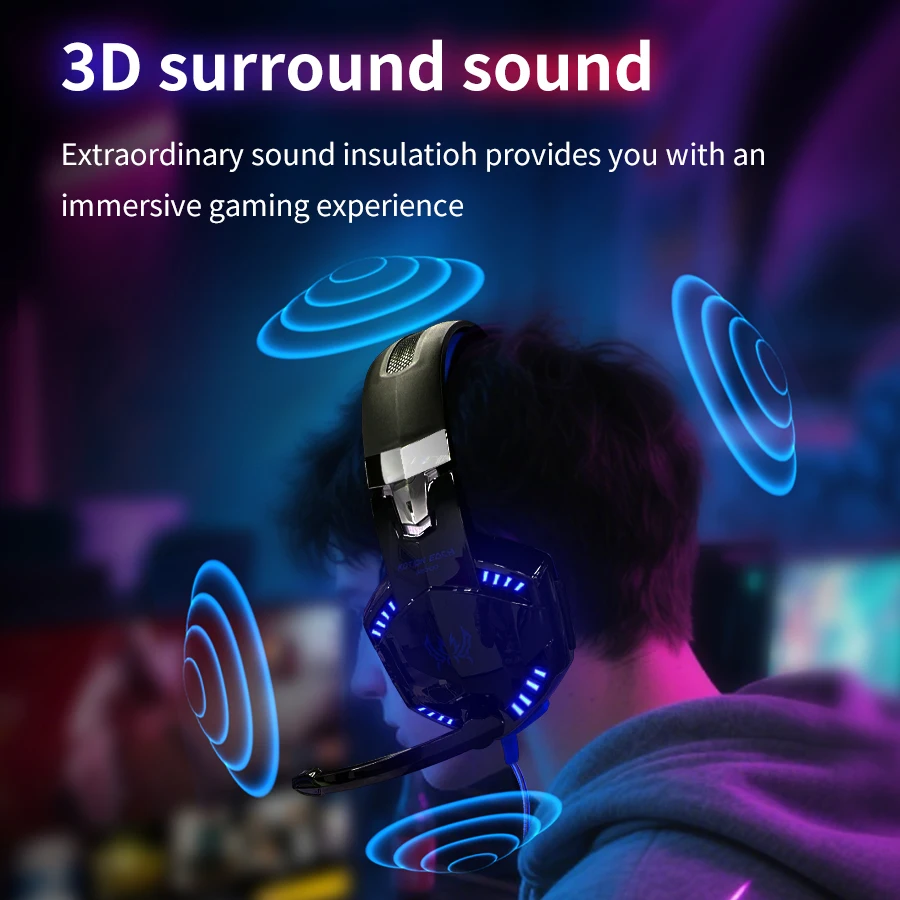 Auriculares para juegos por cable con micrófono, sonido envolvente de 3,5mm, auriculares para juegos de PC, auriculares con sonido estéreo para PS5, PS4, portátil y Mac - imagen 3